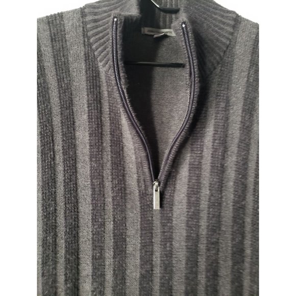 Johnston & Murphy marino wool pullover Mens XL quarter Zip Ribbed Knit Gray - Picture 4 of 8